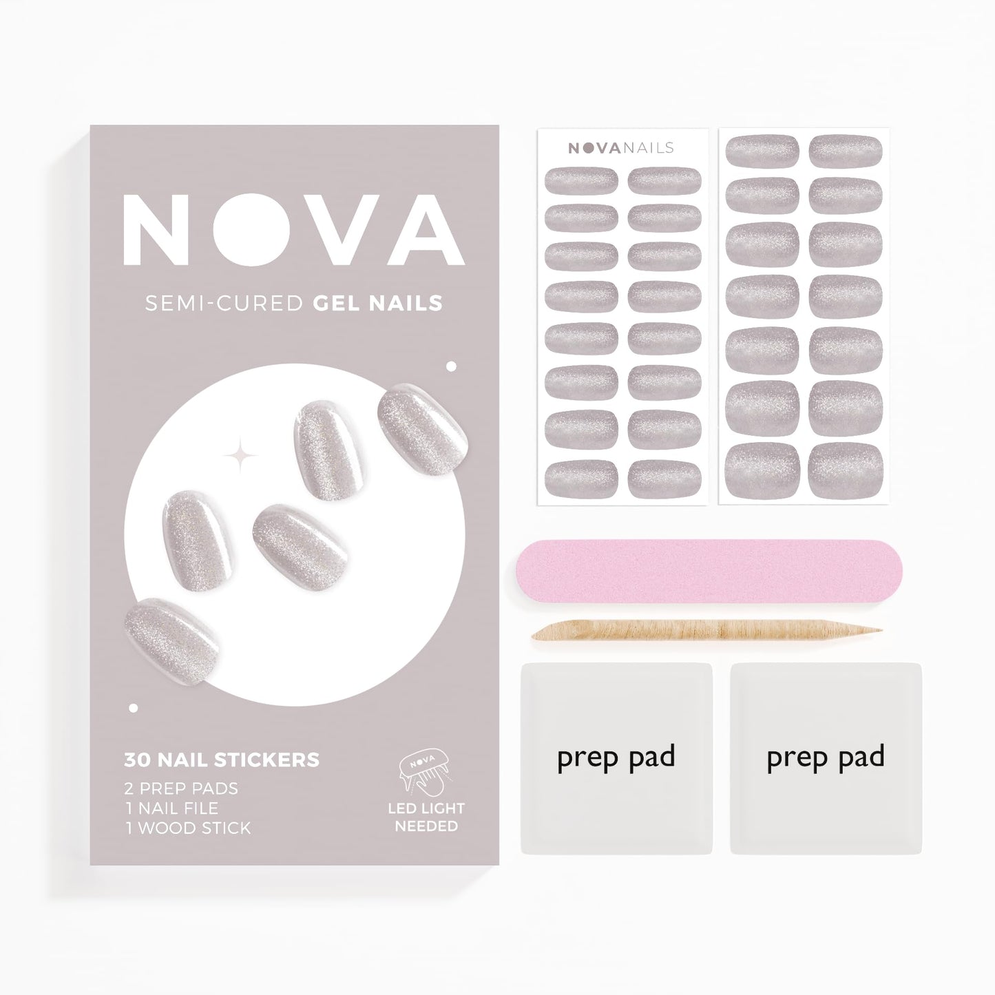 Nova Nails Semi Cured Gel Nail Strips (Chinchilla)