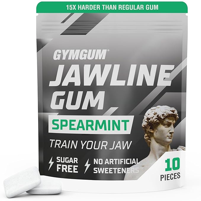 GYMGUM Jawline Gum Ultra Hard Chewing Gum | No Calories, No Sugar, No Artificial Sweeteners | Keto Friendly Mewing Gum for Jawline Training & Exerciser