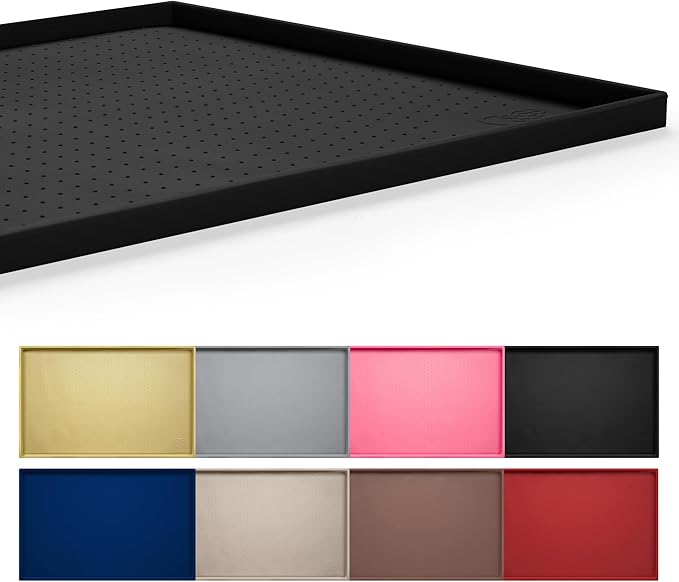 Hubulk Dog Feeding Mat,100% Waterproof Food Grade Silicone Pet Food and Water Bowl Placemat,Dishwasher, High Raised Edge to Prevent Spills,Nonslip Tray to Stop Messes on Floor（28"x18"x0.8",Hunter ）
