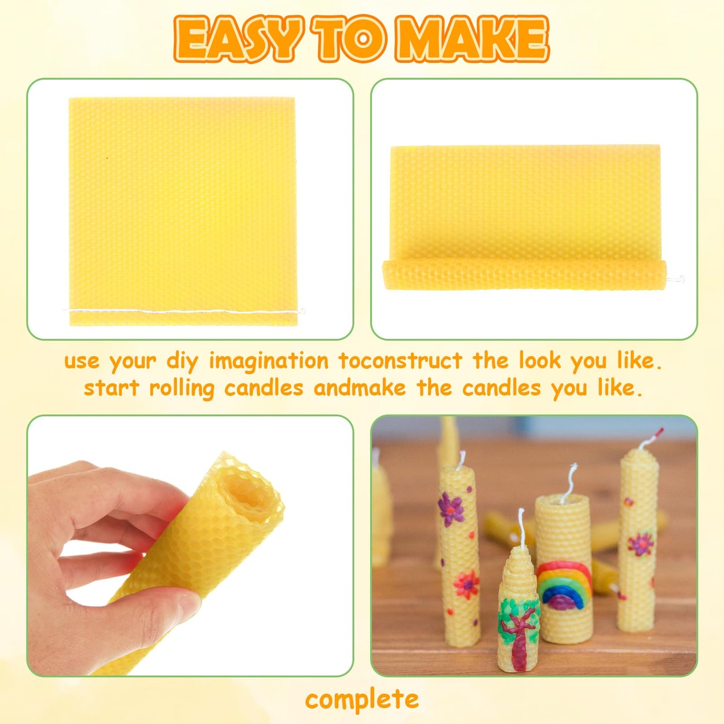 GBACHOOSE 8x8 Inch Beeswax Sheets for Candle Making, 21PCS Beeswax Candle Sheet, 7 Colorful Wax Candle Color Sheets Create Your Own Unique Candles