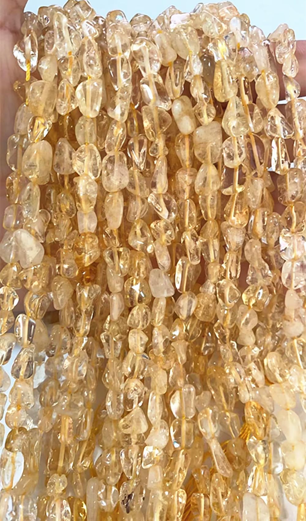 jodaying 6-8mm Natural Citrine Nuggets Oval Free Tumbled Pebble Semi Precious Gemstone Loose Stone Beads Approx 15.5 inch for DIY Jewelry Making