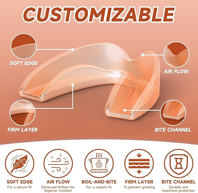 4 Pack Orange Kids Mouth Guard for Teeth Grinding,Comfortable Night Guard,Moldable Child Bite Guard for Clenching Teeth, Mouthguard for Kids