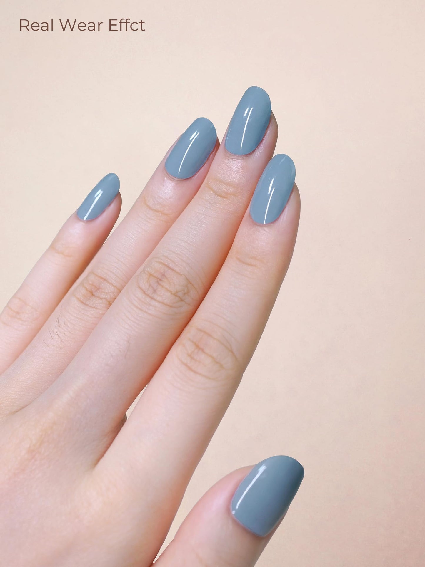 Beaolata Real Gel Nail Strips (No UV Light Needed) - 44Pcs Salon Quality Nail Stickers - Long Lasting Polish Wraps for Women, Easy Apply & Remove (Moss Blue)