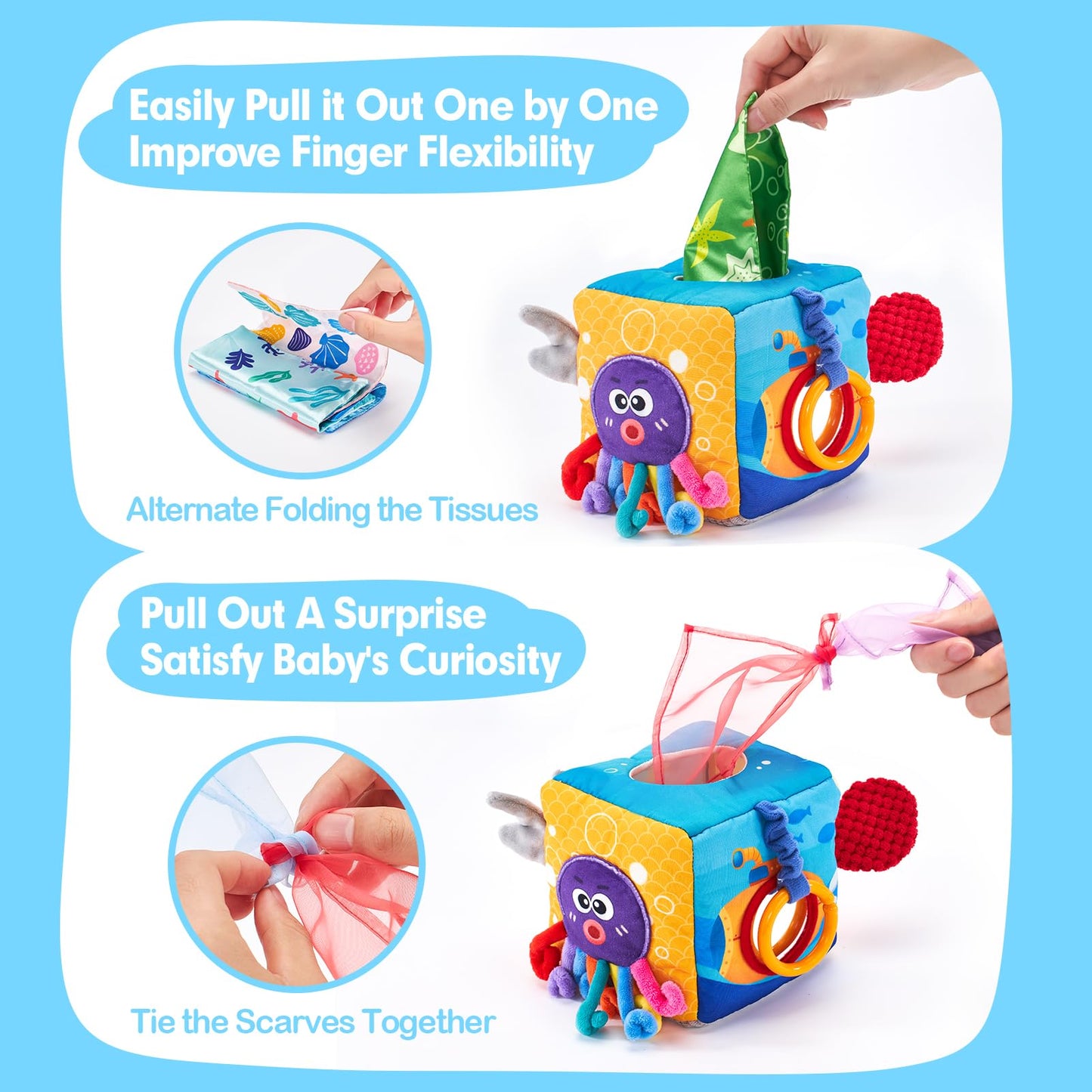 hahaland Baby Toys 0-12 Months - Soft, Crinkle, Squeaky, Sensory Toys for Babies