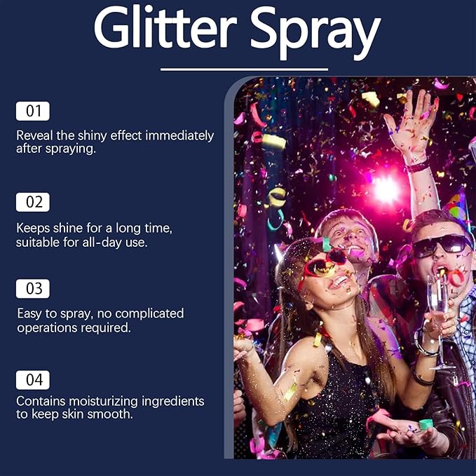 Body Glitter Spray, Perfect Body Glitter for Music Festival Stage Makeup and Festival Rave Highlighter Makeup. (2 Pcs)