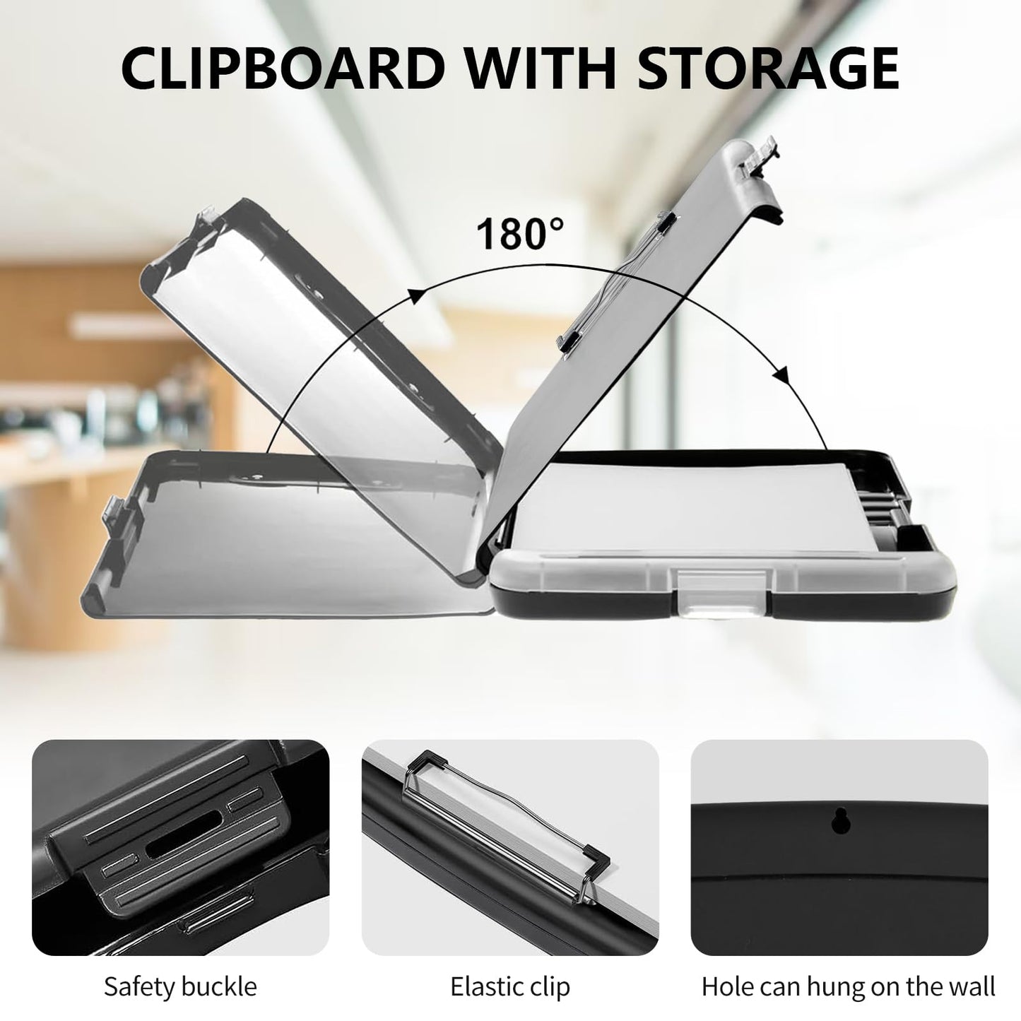 BEOTIWAD Clipboard with Storage High Capacity Plastic Nursing Clipboards with Pen Holder File Folder Storage Box Clipboard with Heavy Duty Clips for Teacher,Doctor,Offices-Skull