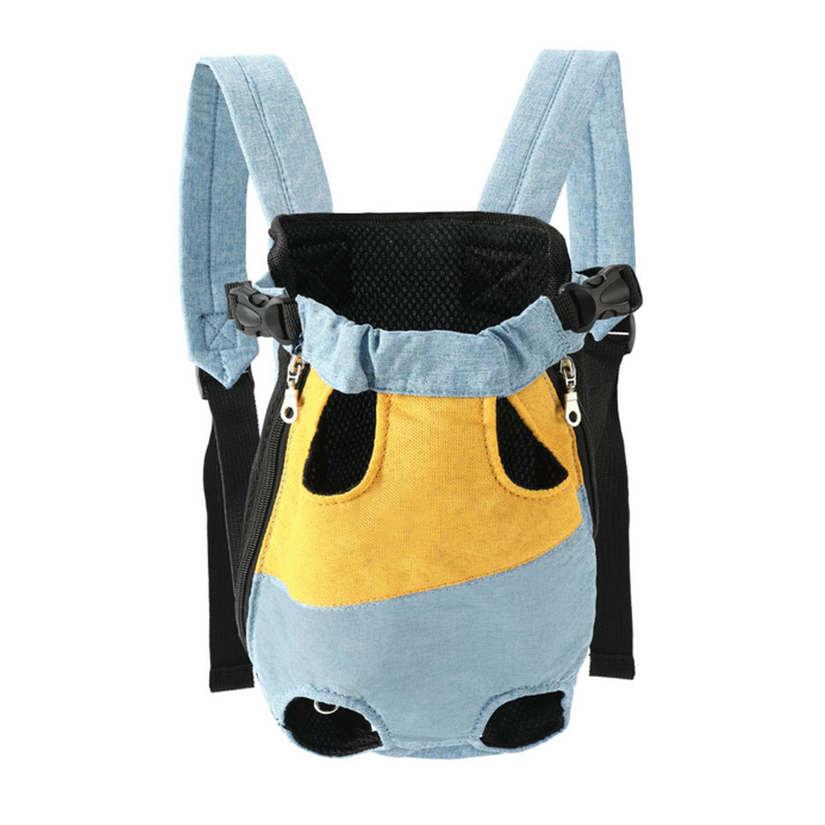 Lightweight Pet Backpack Carrier for Small Dogs & Cats - Easy-Fit Adjustable Straps, Basic Legs-Out Design, Durable for Daily Use (Fits Pets Under 15lb) (Yellow-White Color-Blocked, Large)