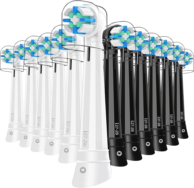 12 Pack IO Replacement Heads Compatible with Oral B IO 2/3/4/5/6/7/8/9/10/Deep Clean Series Electric Toothbrushes, Brush Heads Compatible with Oral B iO (Black/White)