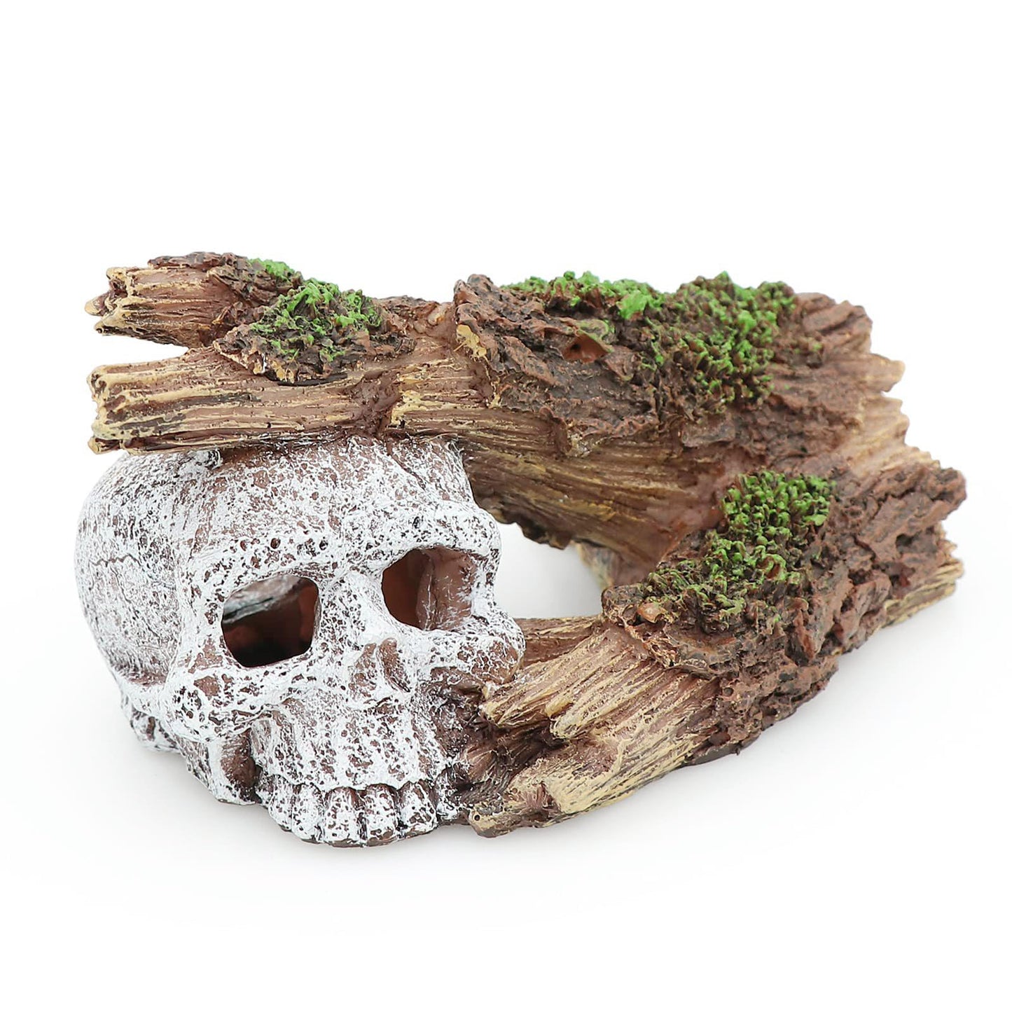 QIYURIDE Fish Tank Decorations, Large Aquarium Decor Accessories with Skull and Driftwood, Bearded Dragon Hideout, Reptile & Amphibian Habitat Hideouts