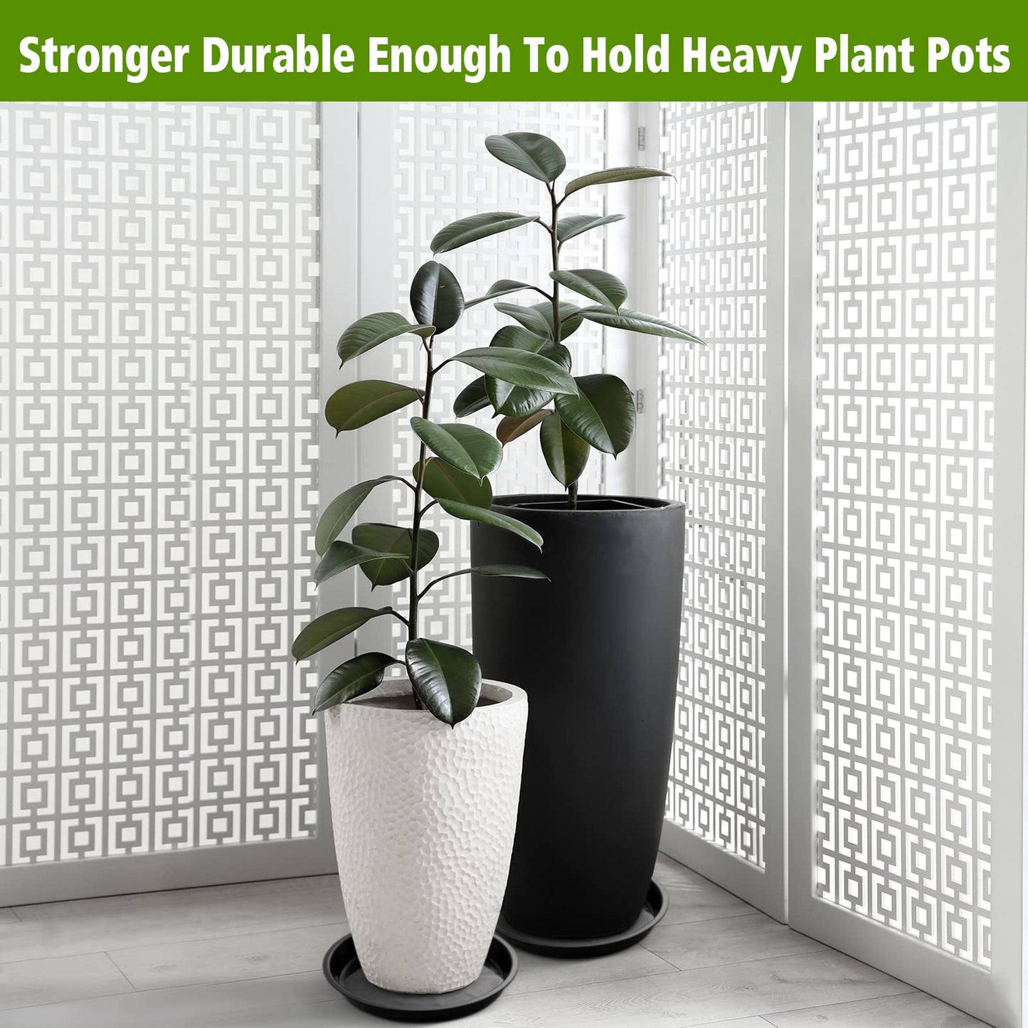 Honeydak 16 Pack 11.8 Inch Plant Saucer Plastic Plant Water Tray Plastic Saucers for Indoors Outdoors Round Pot Planter Heavy Duty Drip Trays for Garden Flower, Black
