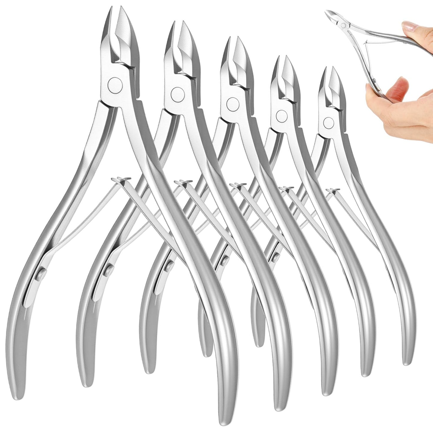 Kifmurase 20 Pack Cuticle Trimmer Stainless Steel Cuticle Nippers Pointed Blade Nail Cuticle Cutter Dead Skin Remover Pedicure Manicure Tools Double Spring for Fingernails Toenails (Silver)