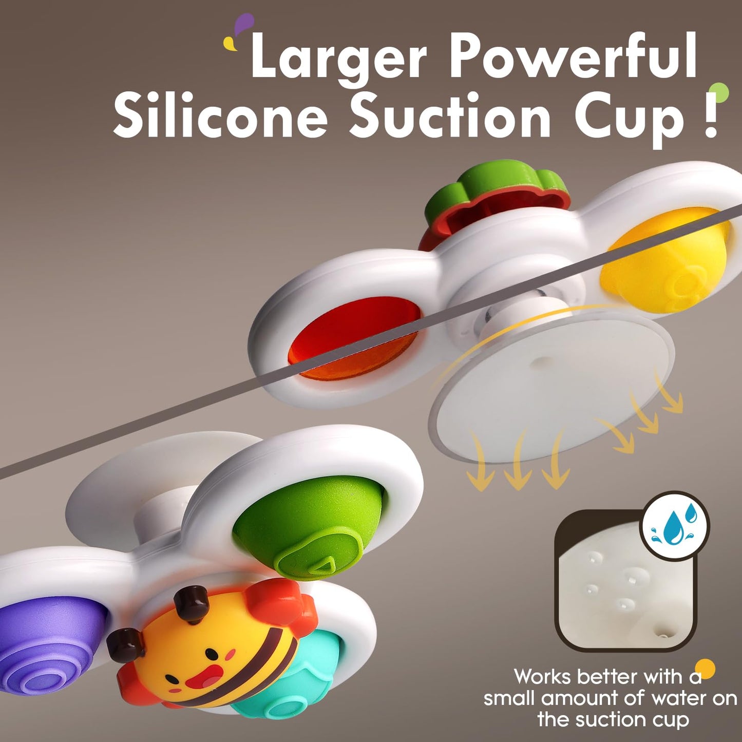 ALASOU 6 PCS Suction Cup Rotating Toys(3 POP+3 Space) for Infant and Toddlers