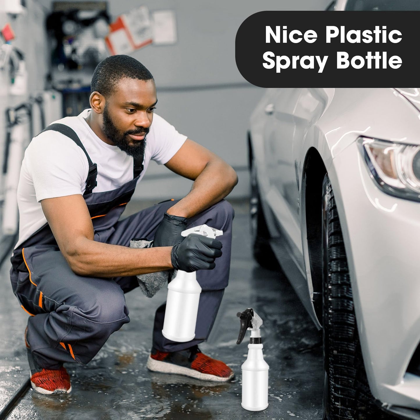 Eccliy 12 Pcs 16 Oz Plastic Spray Bottle, Adjustable Empty Reusable Sprayer for Cleaning, Planting, Water, Bathroom and Kitchen, BBQ, Commercial and Residential (Original,Black,White)