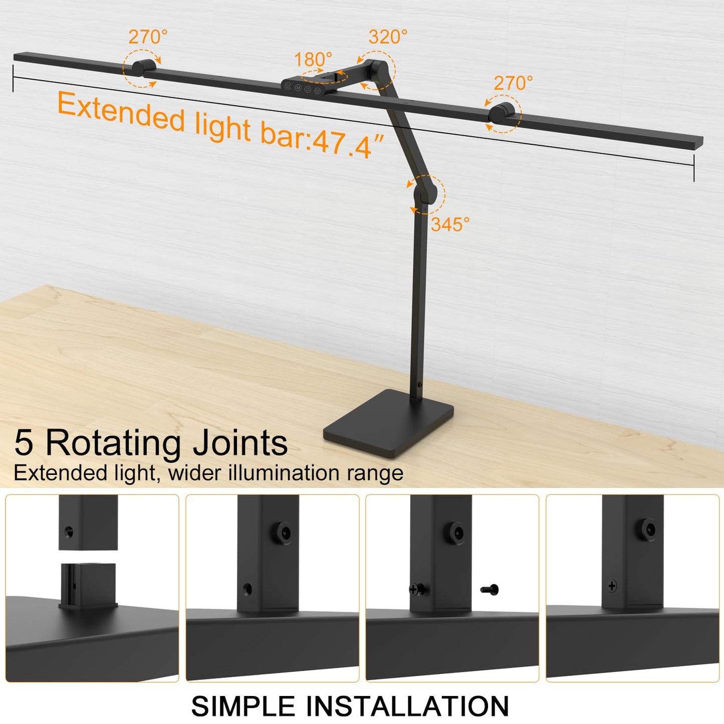 Omorepa 36W 3000LM Ultra Bright Architect Desk Lamp with Base, 47.4Inches Wide Tall Overhead Desk Light for Home Office, Dimmable Table Light with Remote for Desktop Working,Drafting,Reading