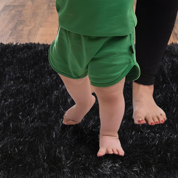 Soft Runner Rugs for Bedroom Hallways, 2 Packs 2x6 Black Fluffy Shag Throw Area Rug Non Slip for Bedside Dorm, Long Shaggy Furry Carpet for Nursery Living Room