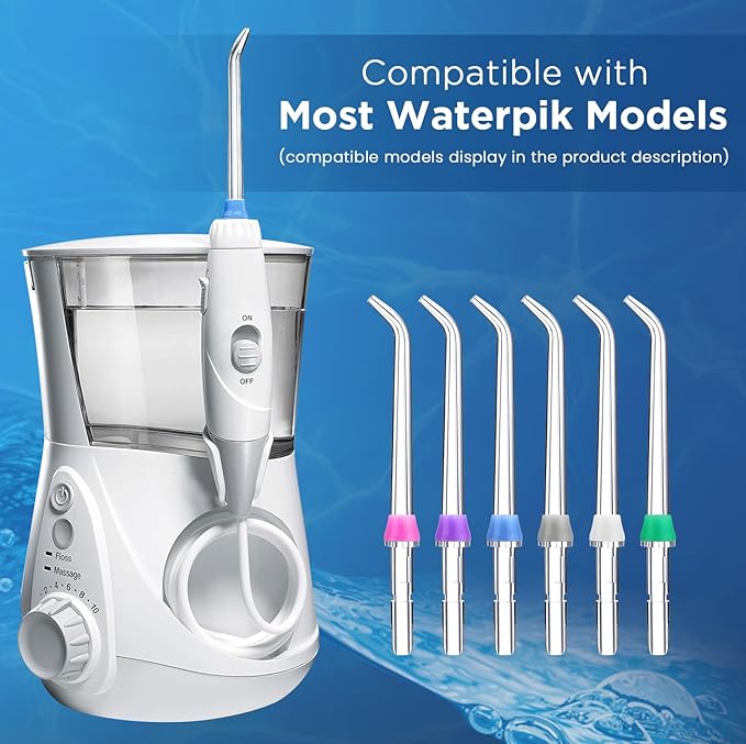 for Waterpik Replacement Heads, Replacement Tips for Waterpik Water Flosser, Suitable for Waterpik Accessories Replacement Tips, for JT-100E(6 Classic Jet Tips)