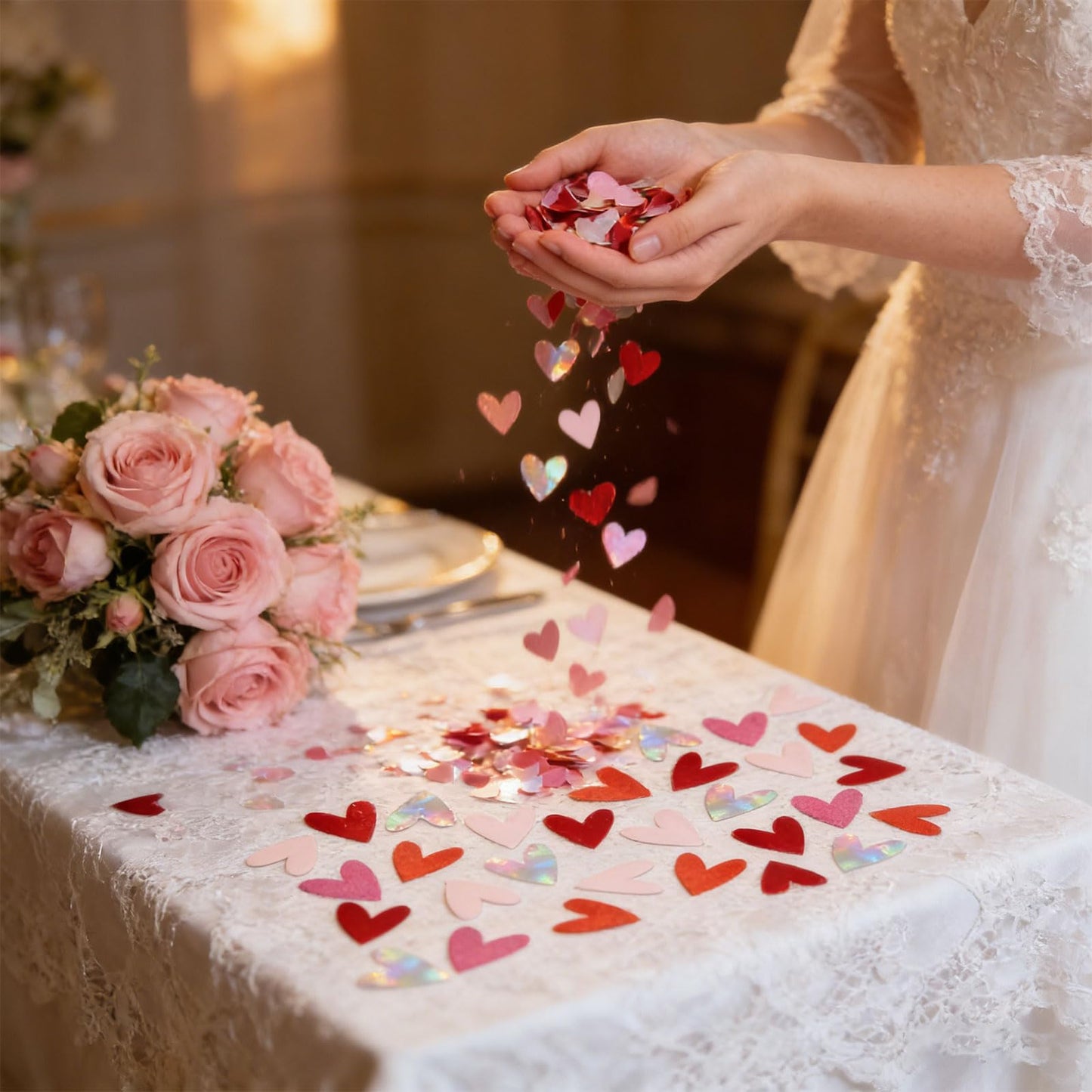 200Pcs Valentines Day Confetti Valentines Confetti Paper Hearts for Valentines Day Party Decorations Table Decorations Valentines