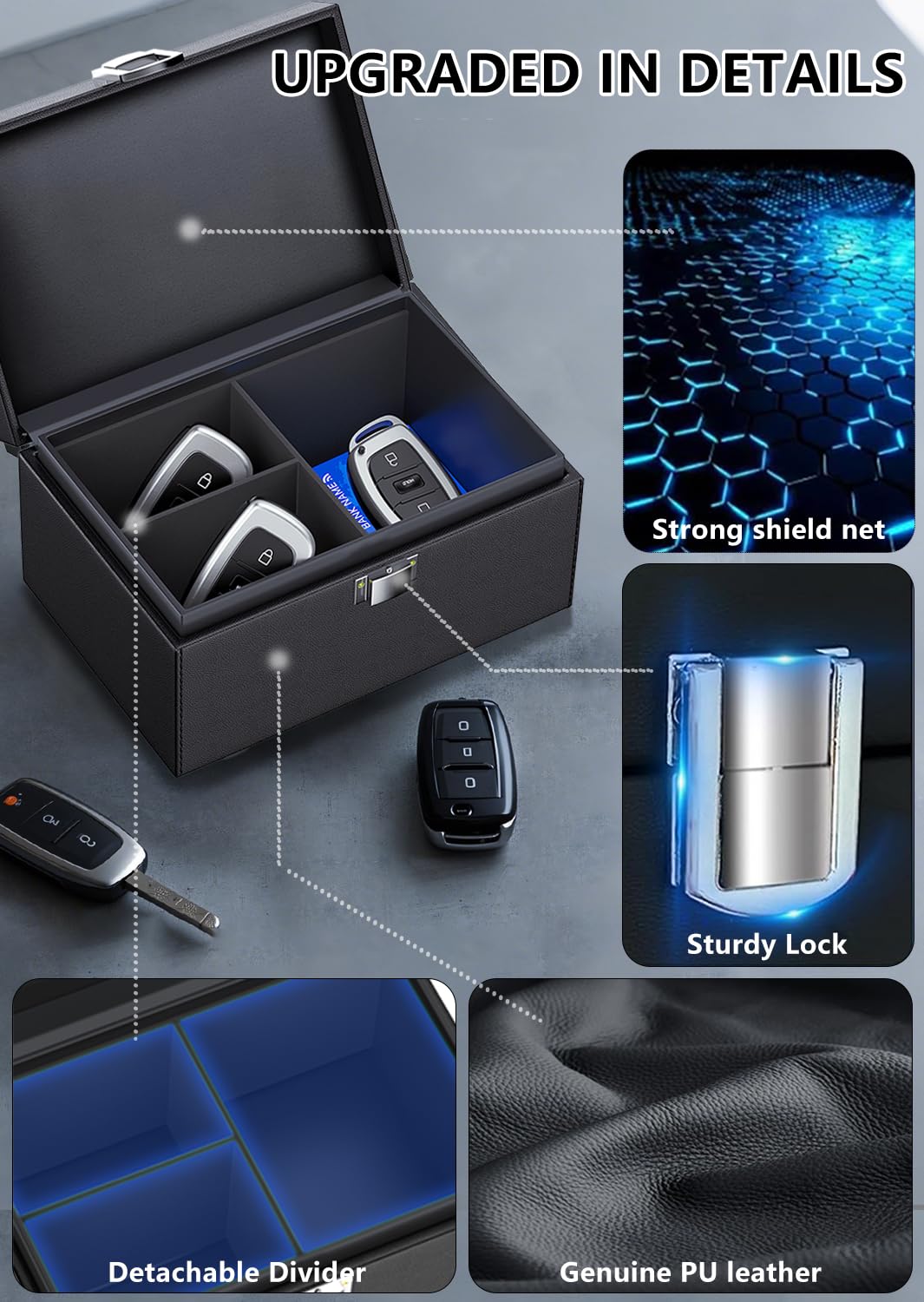 Coorattyes Faraday Box for Car Keys, Key Fob Signal Blocker Rfid Box for Car Keys, Faraday Key Fob Protector Signal Blocking Box