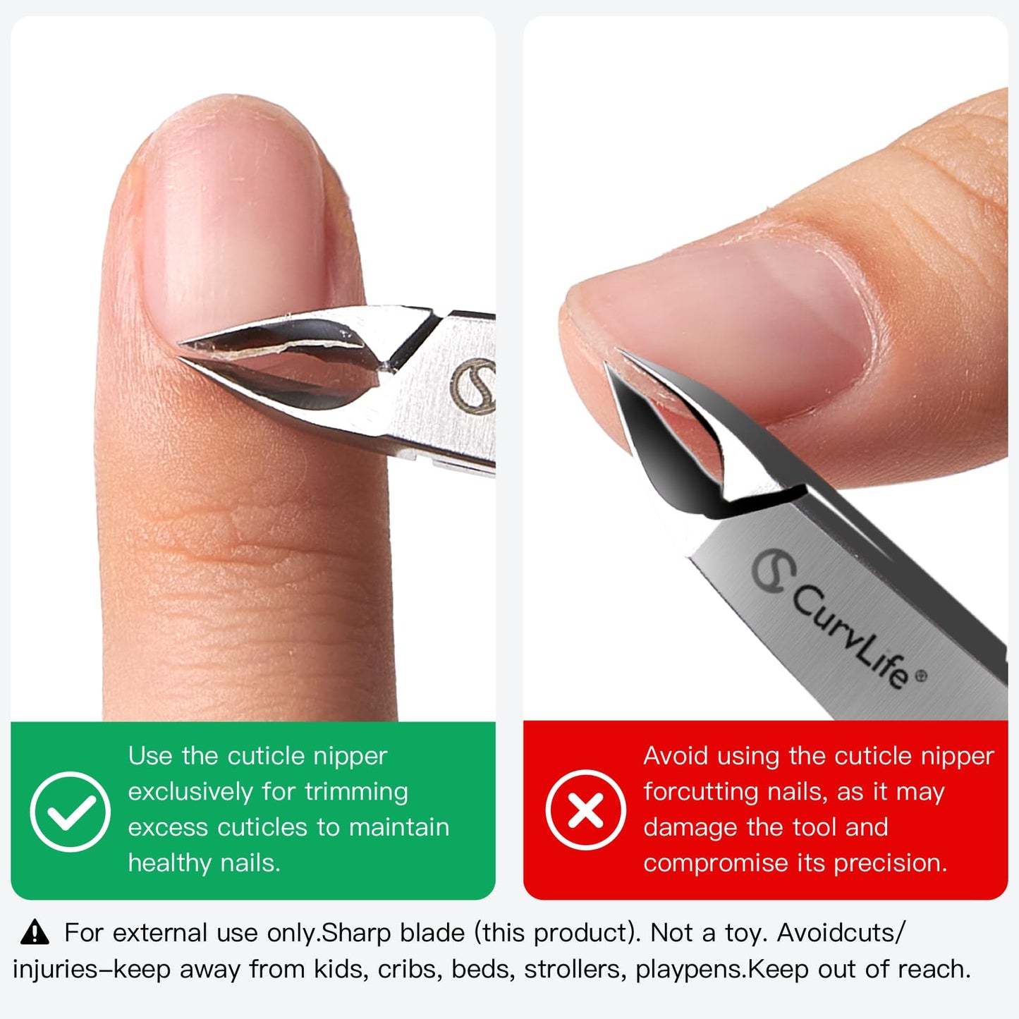 CurvLife Cuticle Nipper – 3mm Ultra-Thin Blade, Double-Spring Design, Ultra Sharp & Durable Cuticle Trimmer, Stainless Steel Nail Nipper with Ergonomic Grip Handle for Salon & Home