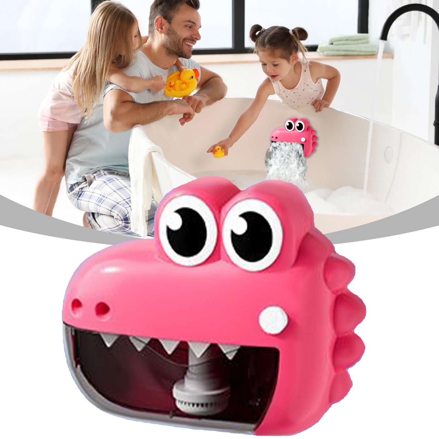 Bubble Machine for Bath Tub, 19.1x15.2x9CM Kids Bath Bubble Maker, Frog Crocodile Bathing Toys, Baths Shower Toys for Easter Basket Stuffer Bathing Entertainment for Boys Girls