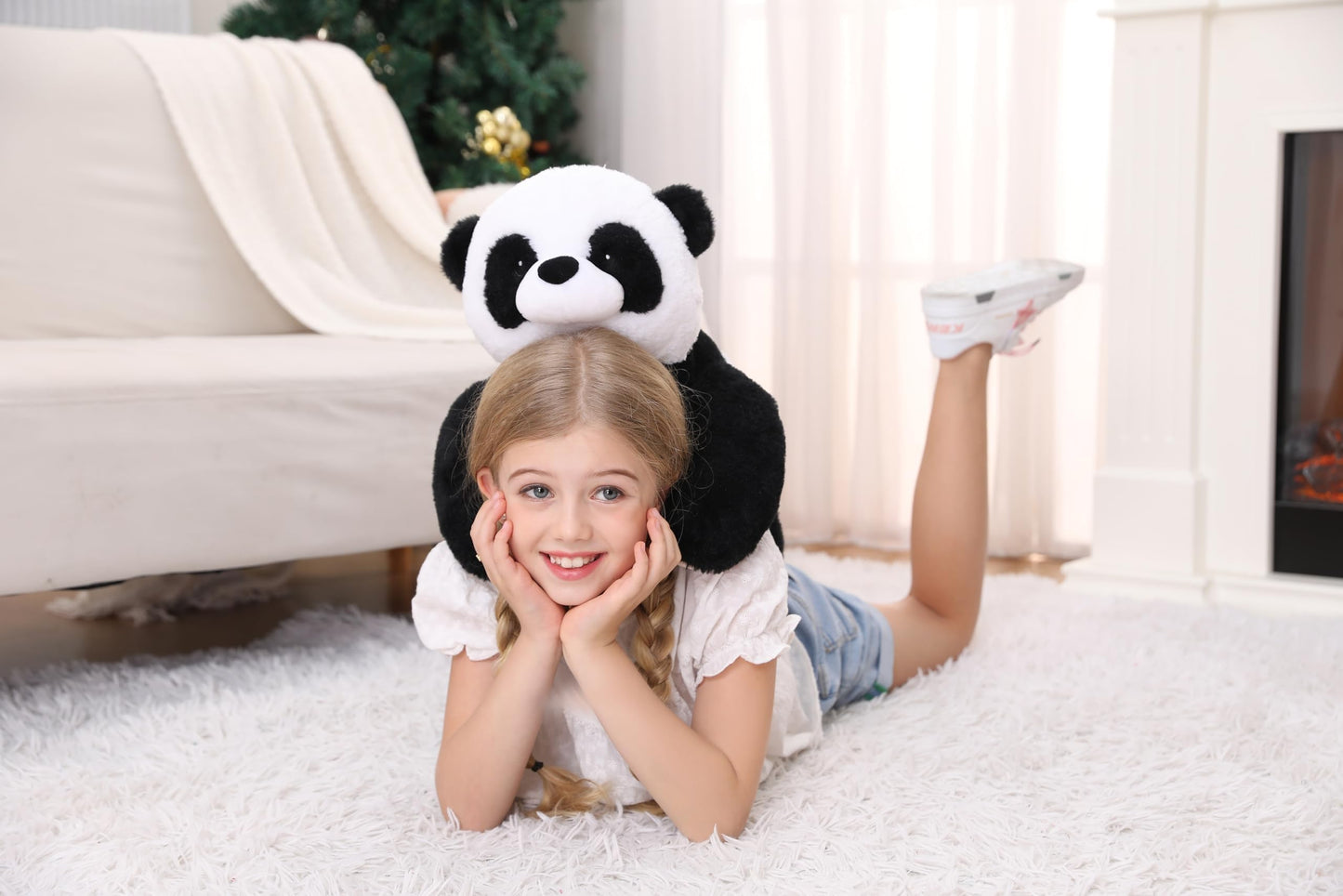 JellyMallow 5 lbs 24 inches Panda Weighted Stuffed Animals, Cuddly Weighted Panda Plush Pillow Giant Plushie Ideal Gift for Adults & Kids