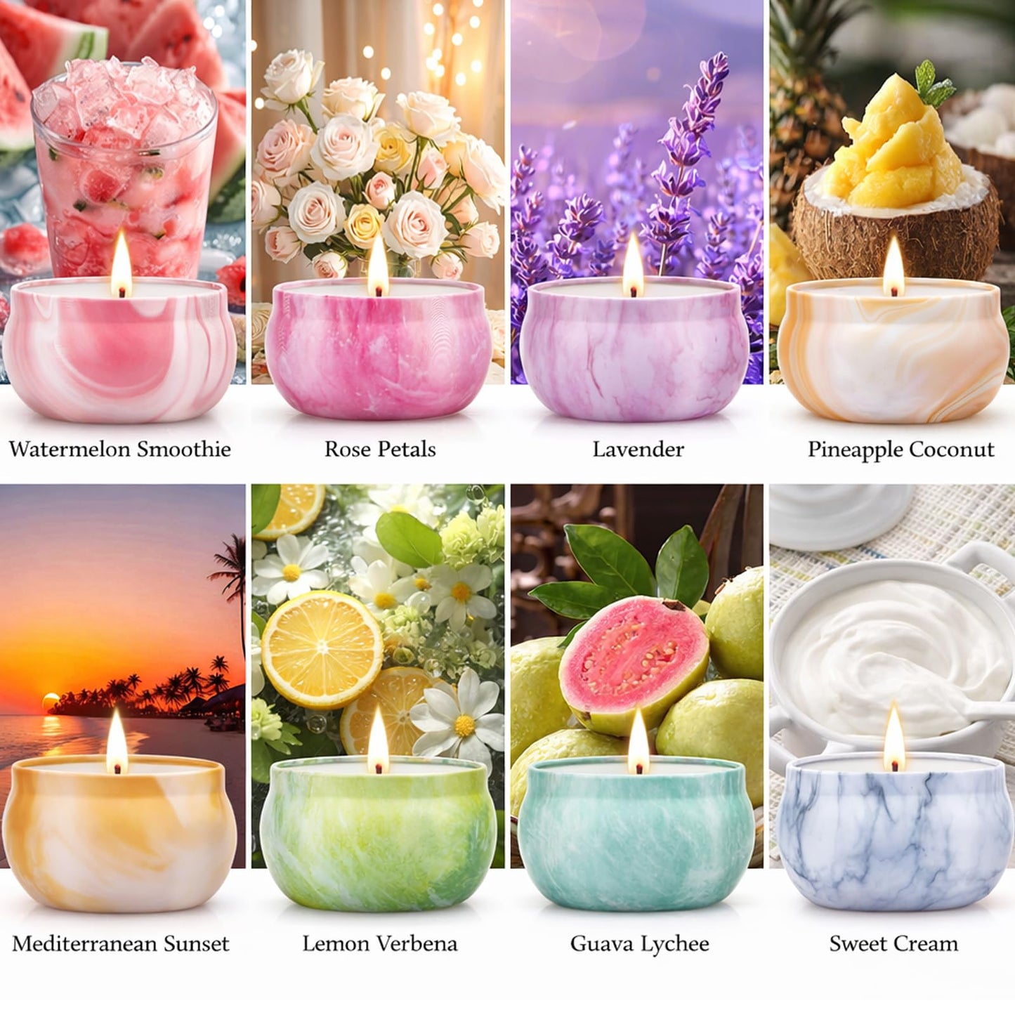 Aromatherapy Candle Gift Set for Women, 8 Pack Fruity Floral Soy Wax Candles, Artist-Designed Gift Box