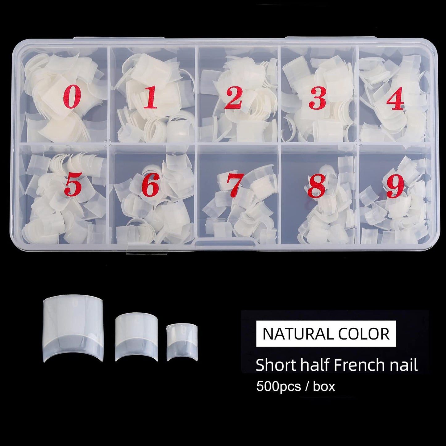 Square Nail Tips Half Cover 500Pcs Clear Acrylic Nails French Short False Nails with Box (Natural)