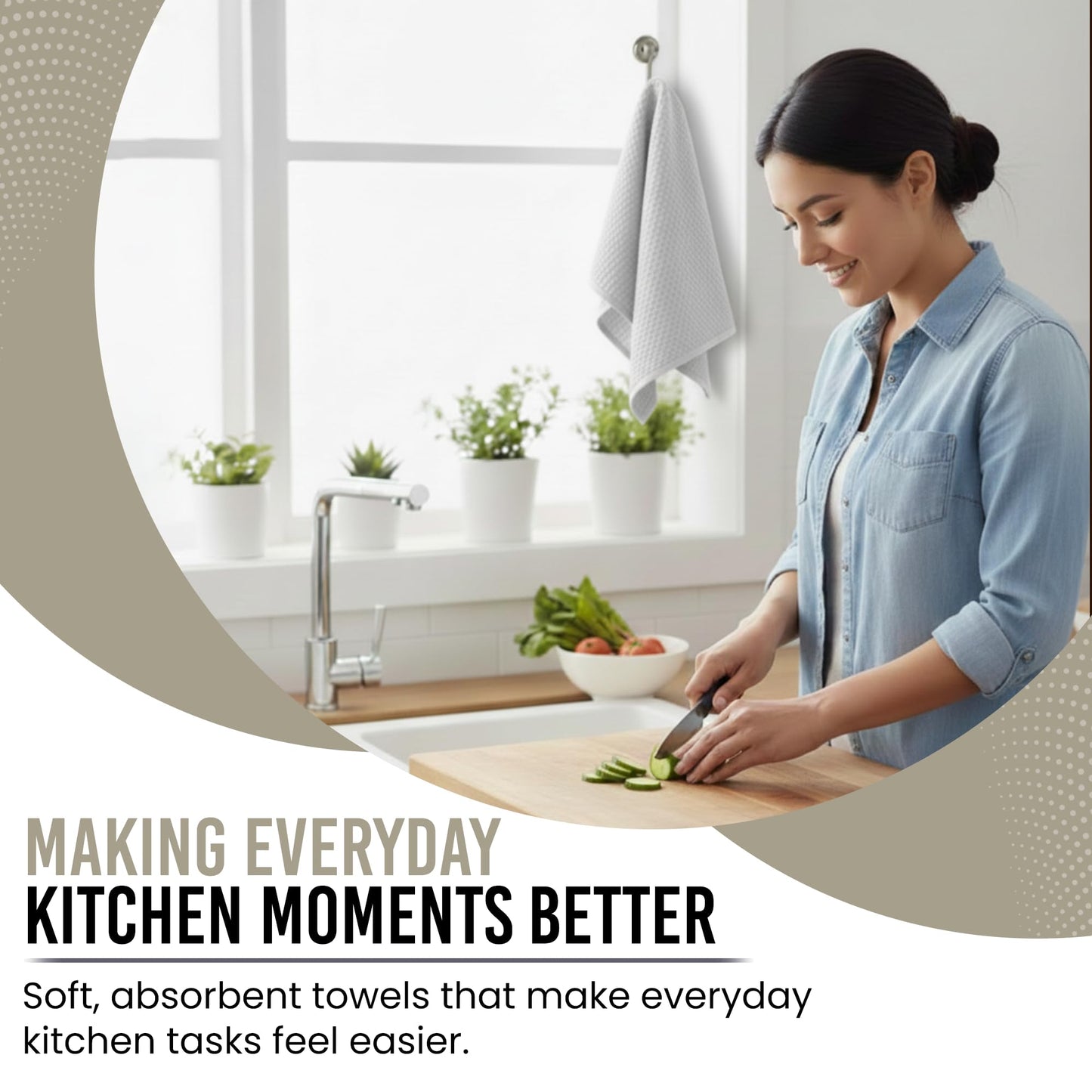 Ameri-Homes 100% Cotton Waffle Kitchen Dish Cloths 6-Pack– Ultra Absorbent & Quick Dry, Counters & Kitchen Use – Soft, Durable & Lint-Free13.50X13.50 inches (Off-White)