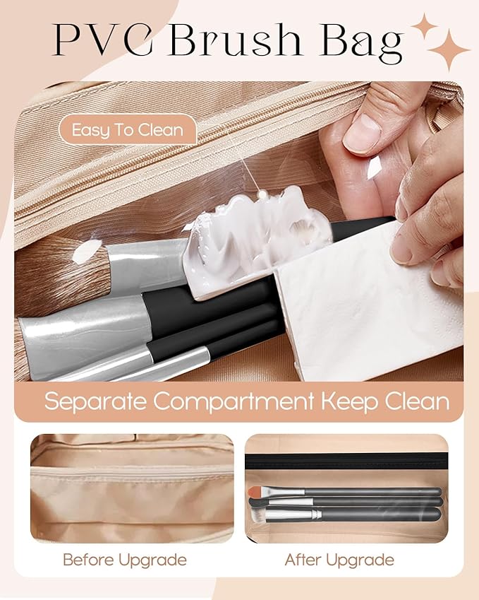 Bistup Makeup Bag Travel Cosmetic Bag Toiletry Make Up Bags Cute Women Large Capacity Big Medium Leather Butterfly Aesthetic Portable Teen Girl Teenage Foldable Expandable Compact Open Flat Zip