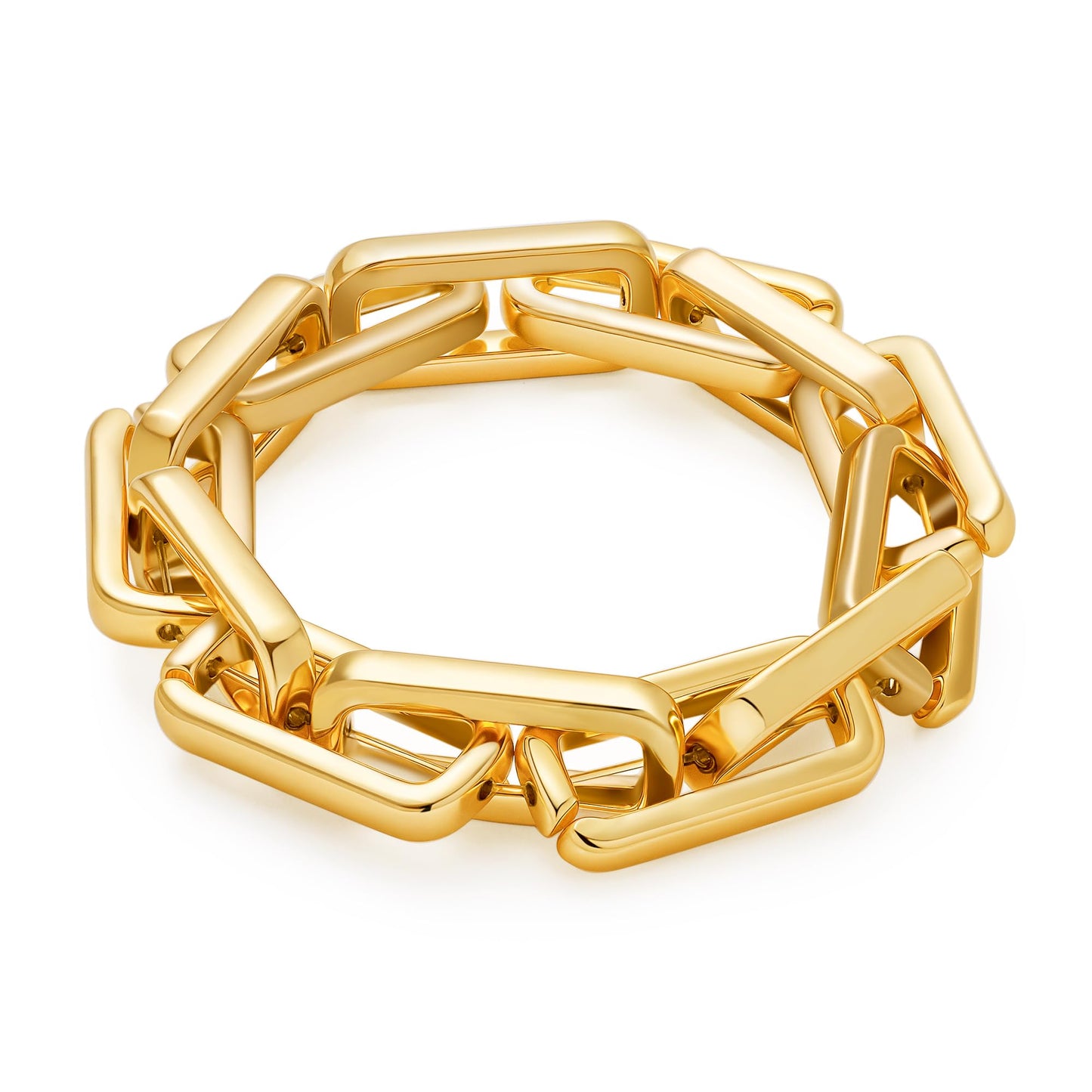 WOWORAMA Chunky Link Bracelet for Women Trendy Stretch Square Chain Bangle Bracelets Thick Chunky Paperclip Link Chain Bracelet