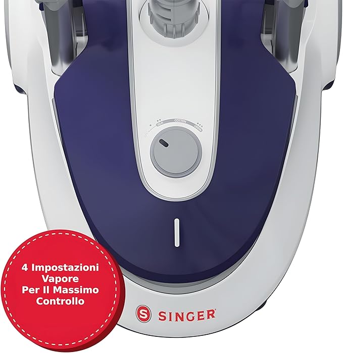 SINGER SteamWorks Pro 2.0 (1500W) | Standing Steamer for Clothes | 4 Steam Settings, Strong Penetrating Steam, 45 Second Heat-up & 2.5l Tank Capacity for Wrinkle-Free Results | White/Blue