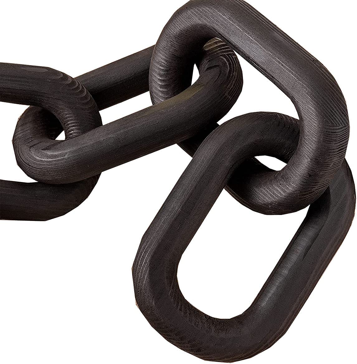 Hanlin Wood Chain Link Decor - Hand Carved Boho Decorative Wood Chain, Farmhouse Decor, Sustainable Pine, Coffee Table Decor, Shelf Decor, for Home Living Room (Black)