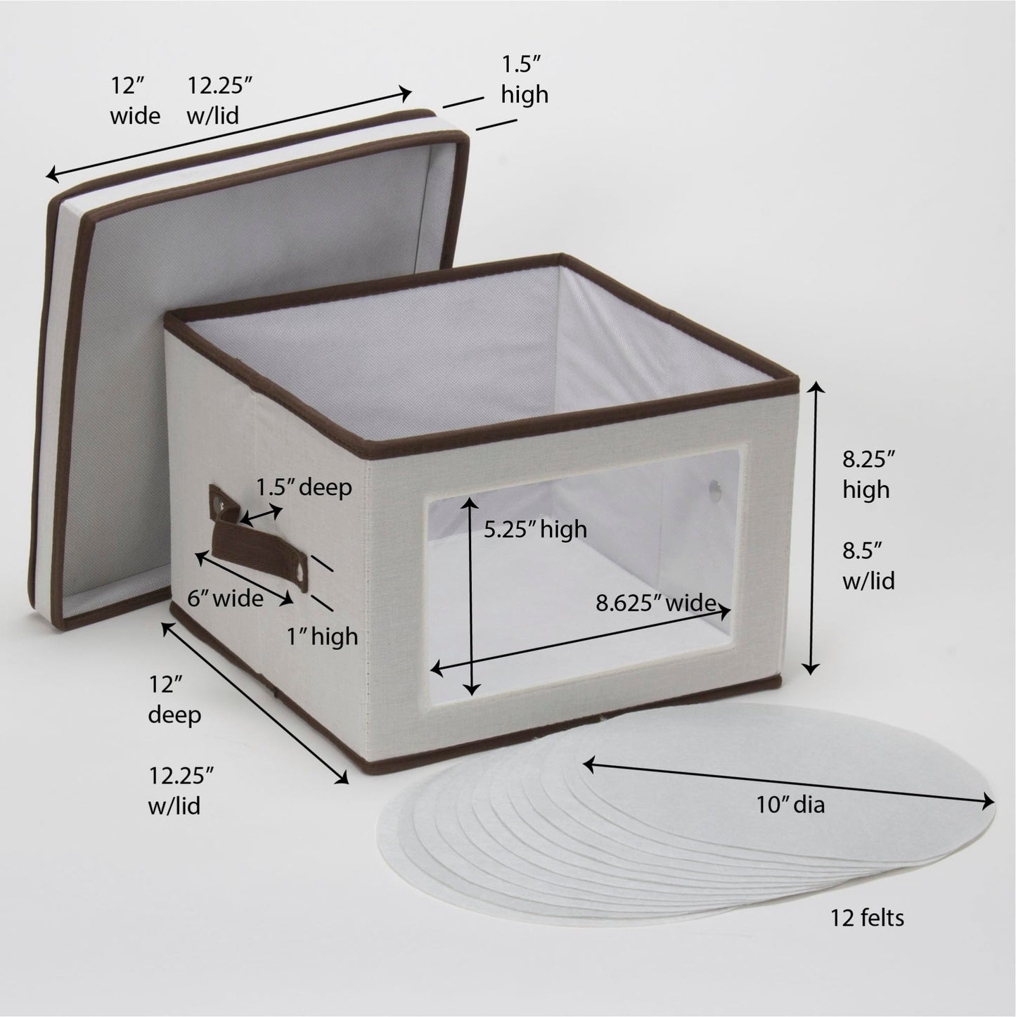 Household Essentials Dinner Plate Storage Box, Strong Frame and Handles, Windowed Panel, Fully Removable Lid, Stackable and Foldable, Perfect for Preserving Your Dinnerware