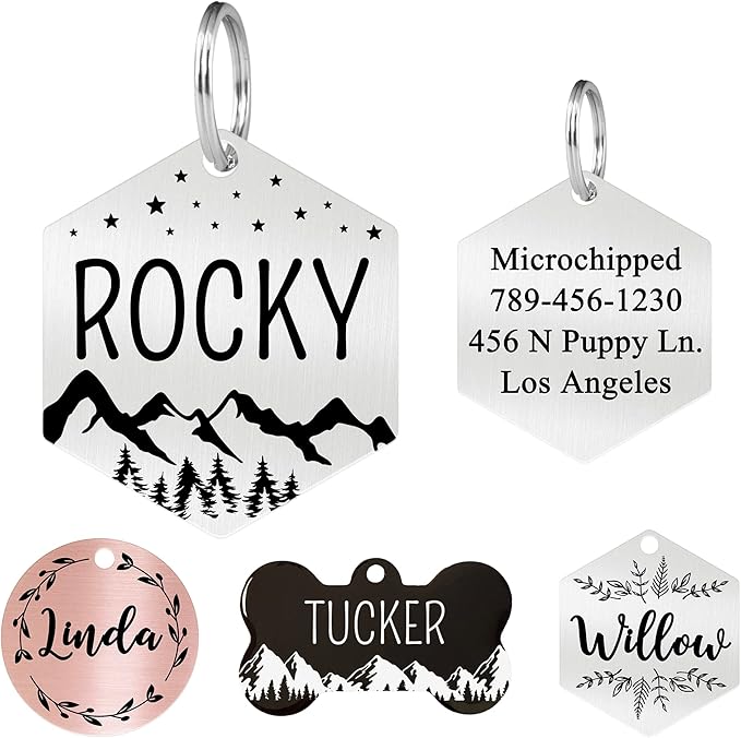Ultra Joys Custom Dog Tag Personalized Pet Name Tag - Large Bone Mountain