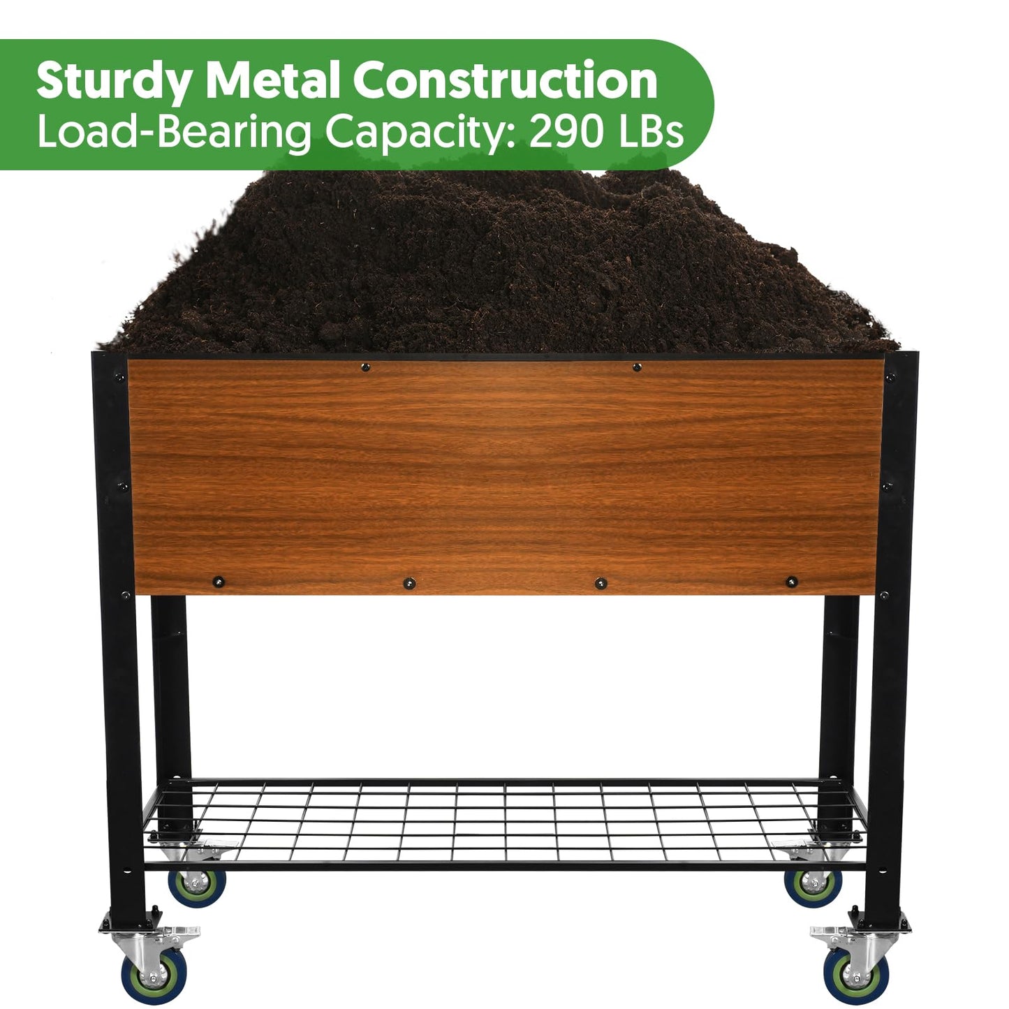 The Home Cult Raised Garden Bed with Legs and Wheels, Self-Watering Planter Box, 36x16x30 in Elevated Raised Bed with Drainage Hole, Built to Withstand Sun, Rain, and Wind for Up to 2 Years