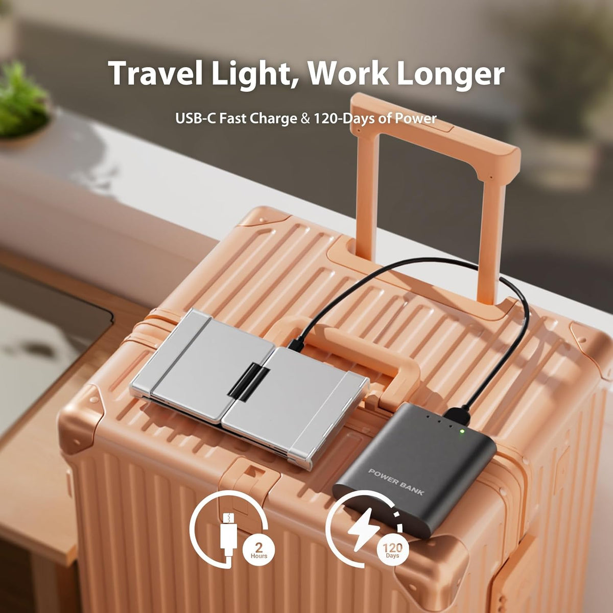 iClever Foldable Keyboard, BK08 Foldable Bluetooth Keyboard with Touchpad, Aluminum Build, USB-C Charge, Equipped with Stand Holder and Carrying Bag, Portable for Laptop, iPad, iPhone, Silver