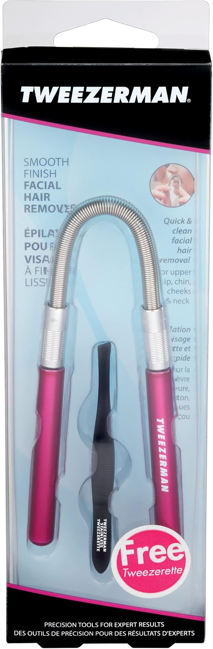 Tweezerman Smooth Finish Facial Hair Remover with Free Tweezerette, Pink