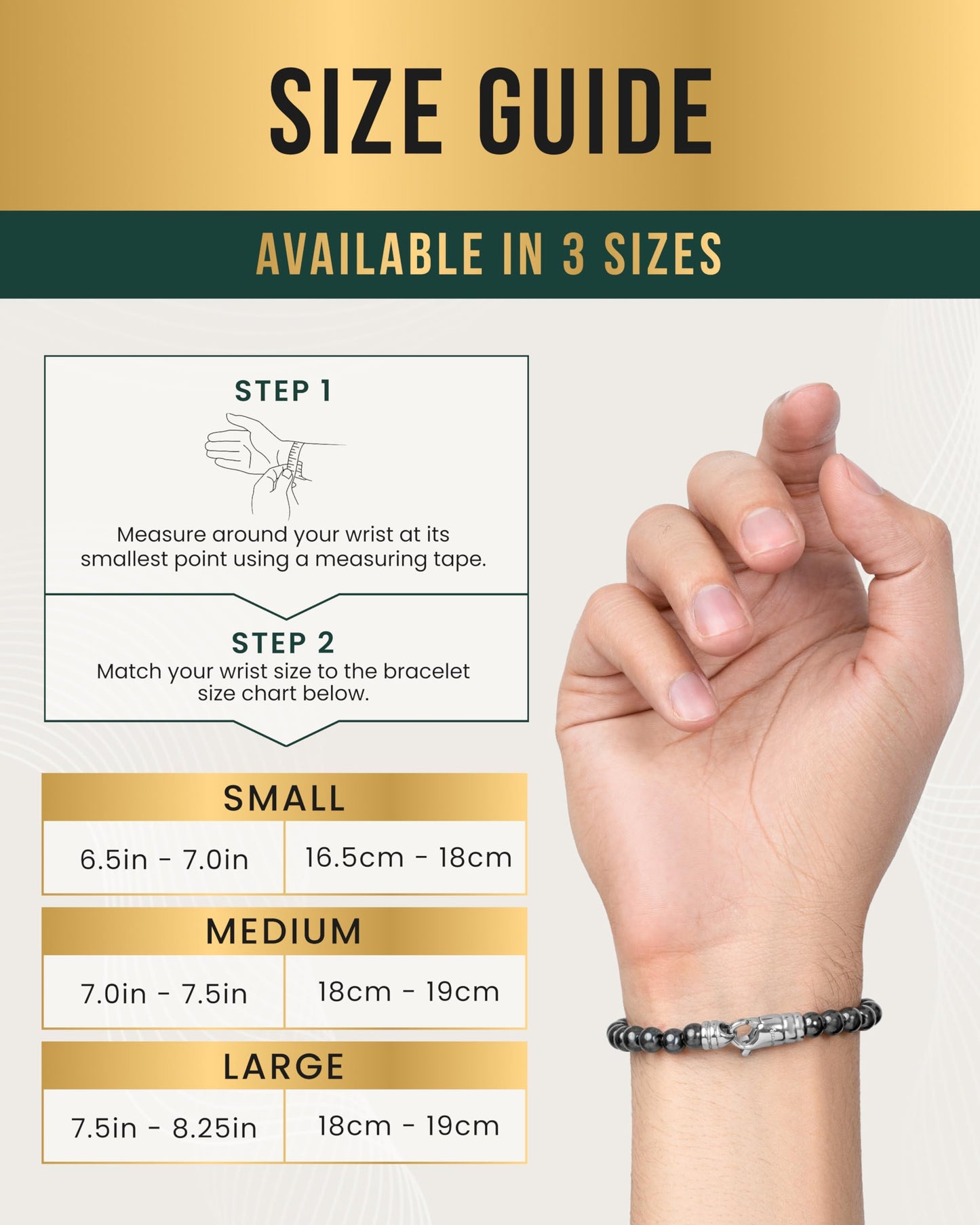MagnetRX® Hematite Magnetic Bracelet – Max Strength Magnet Stones – Elegant Beaded Hematite Bracelets for Men and Women (Classic | Large)