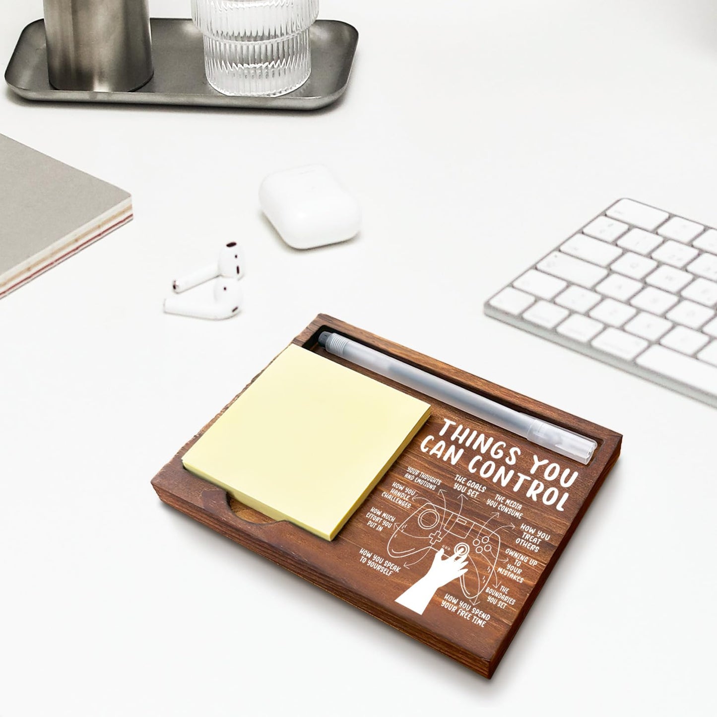Mental Health Things You Can Control Sticky Note Holder, Mindfulness Therapy Office Gift for Coworker, Friends, Positivity Recovery Self Care Encourage Gift Self-Stick Note Pad Holders WPP34