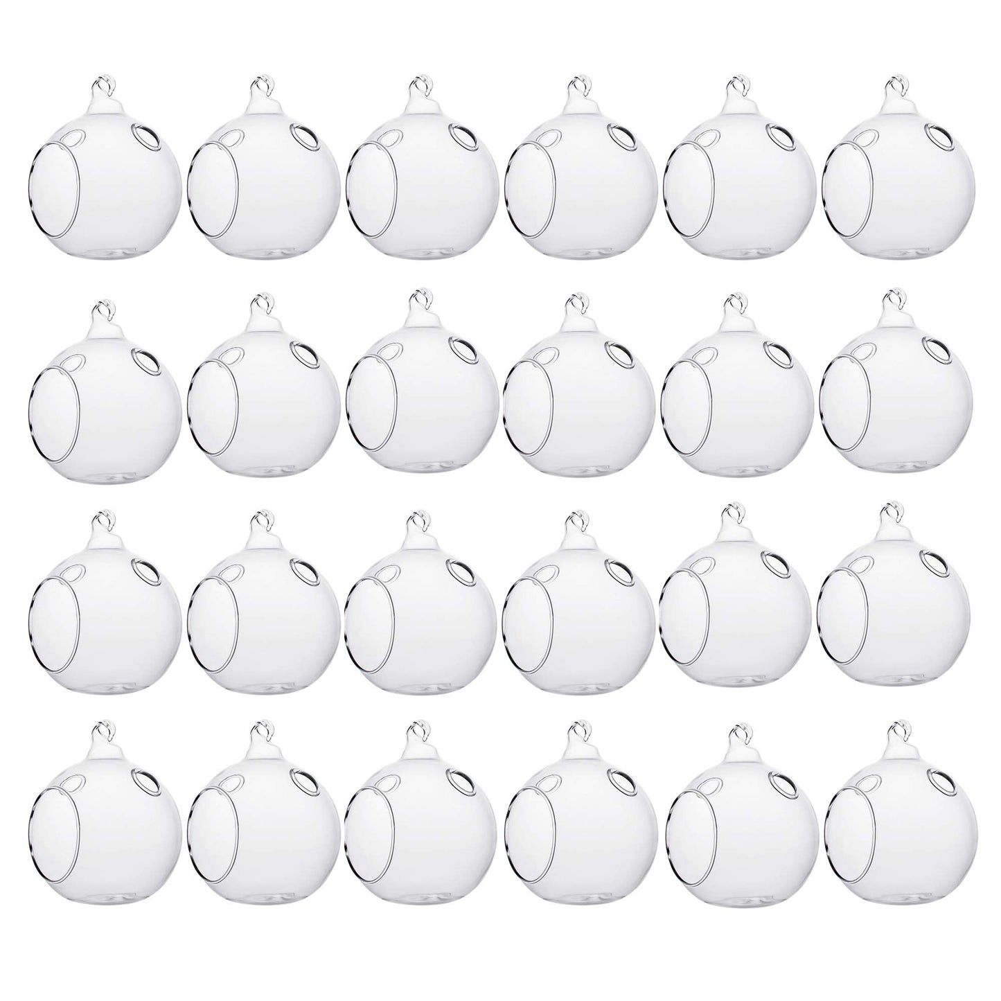 Set of 24 Wedding Hanging Glass Orbs, Glass Tea Light Terrarium, Globe Terrarium, Tea Light Holders, Wedding Decor Indoor Outdoor
