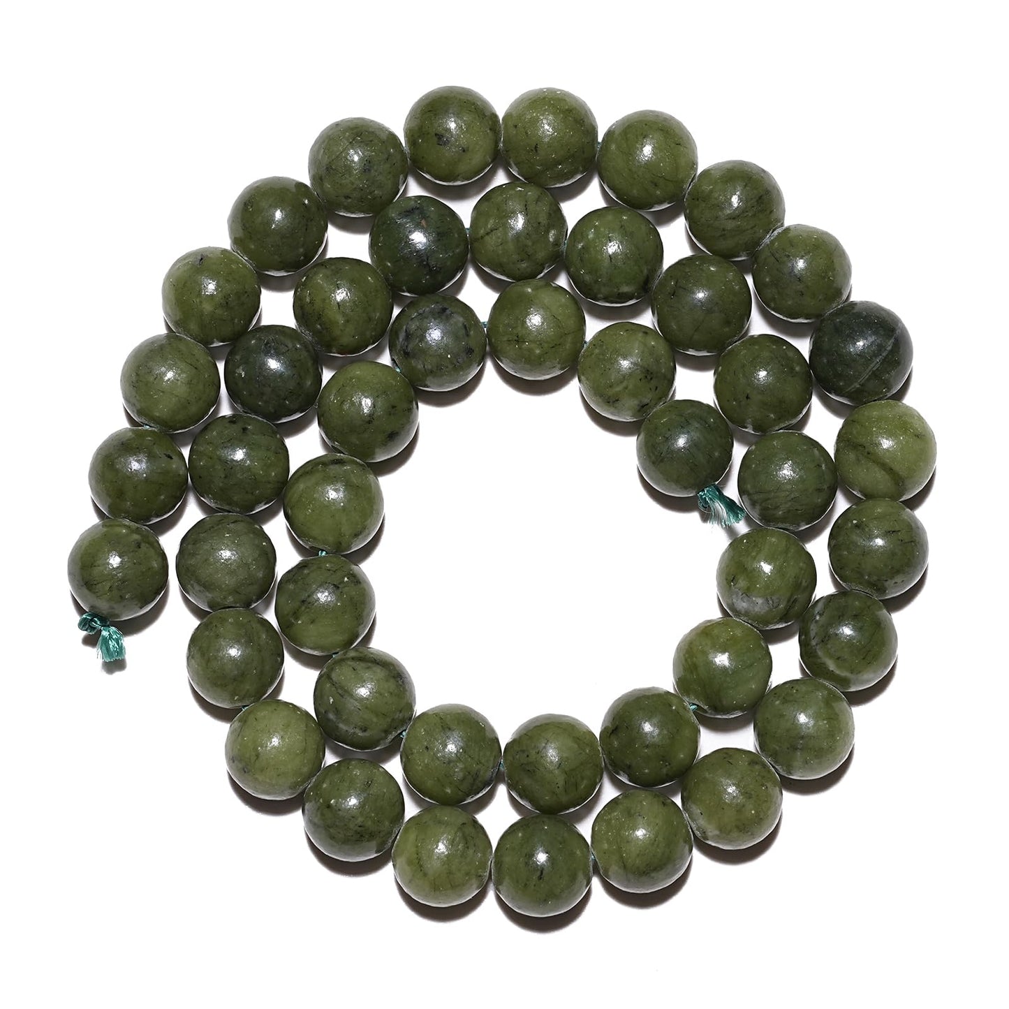 10mm Natural Taiwan Jade Gemstone Beads Polished Round Smooth Stone Beads for Bracelets Jewelry Making 15inch Loose Beads