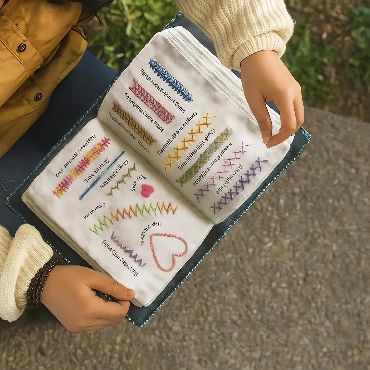 Embroidery Stitch Book Kit,Portable All Scenario Embroidery Stitch Book,Comes with a Complete Toolkit and Instructional Tutorial,Perfect for Beginners and Craft Lovers