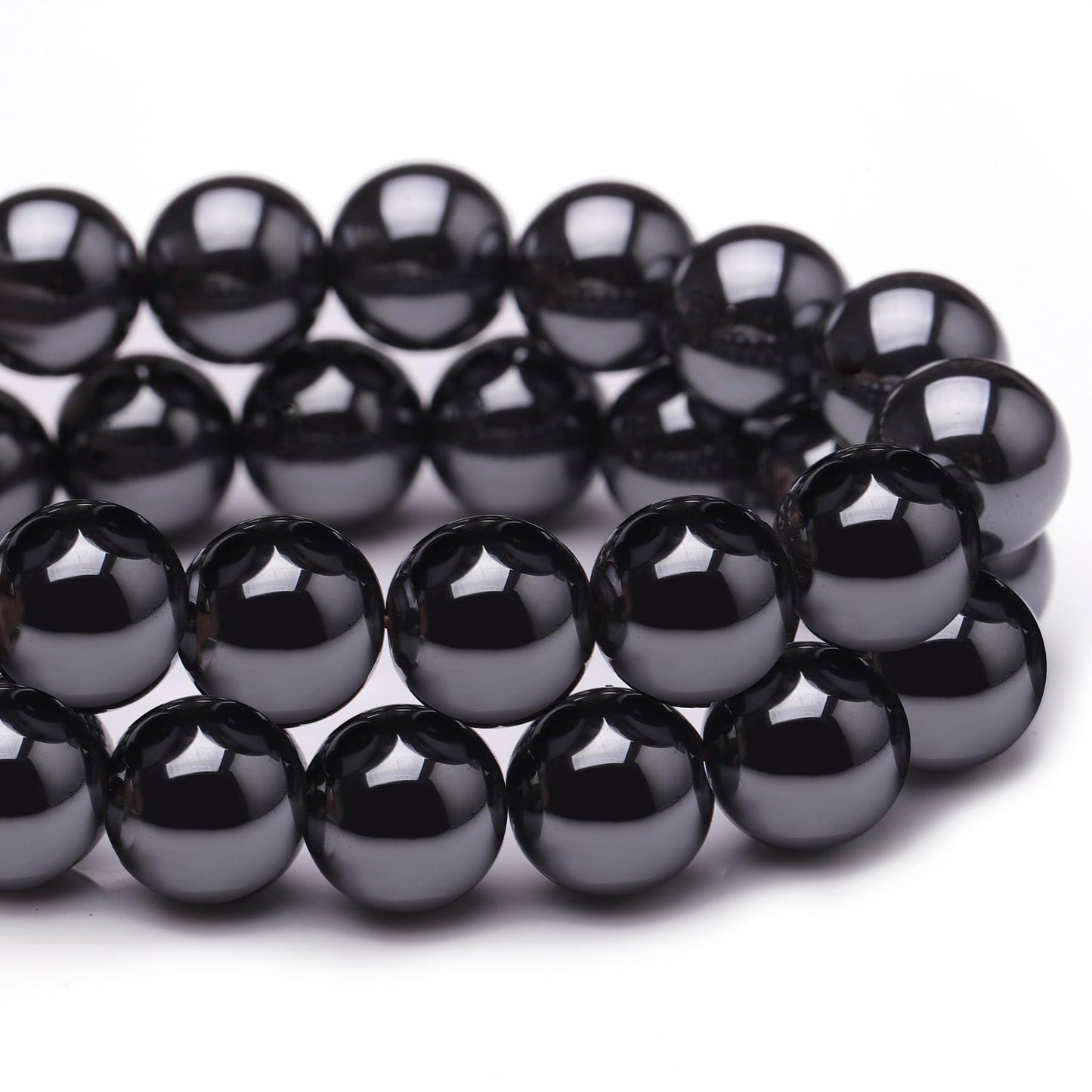 Chicager Natural Stone Beads for Jewelry Making,8mm Hematite Polished Smooth Round Gemstone Beads for Bracelet Necklace 15 Inch