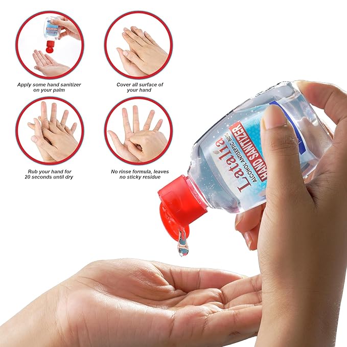 Latalia Mini Hand Sanitizer Travel Size Pack of 48 | 1.85 fl oz with 80% Alcohol Small Hand Sanitizer Bulk For Non-Sticky, Unscented, Gentle & Fresh Hands Anytime