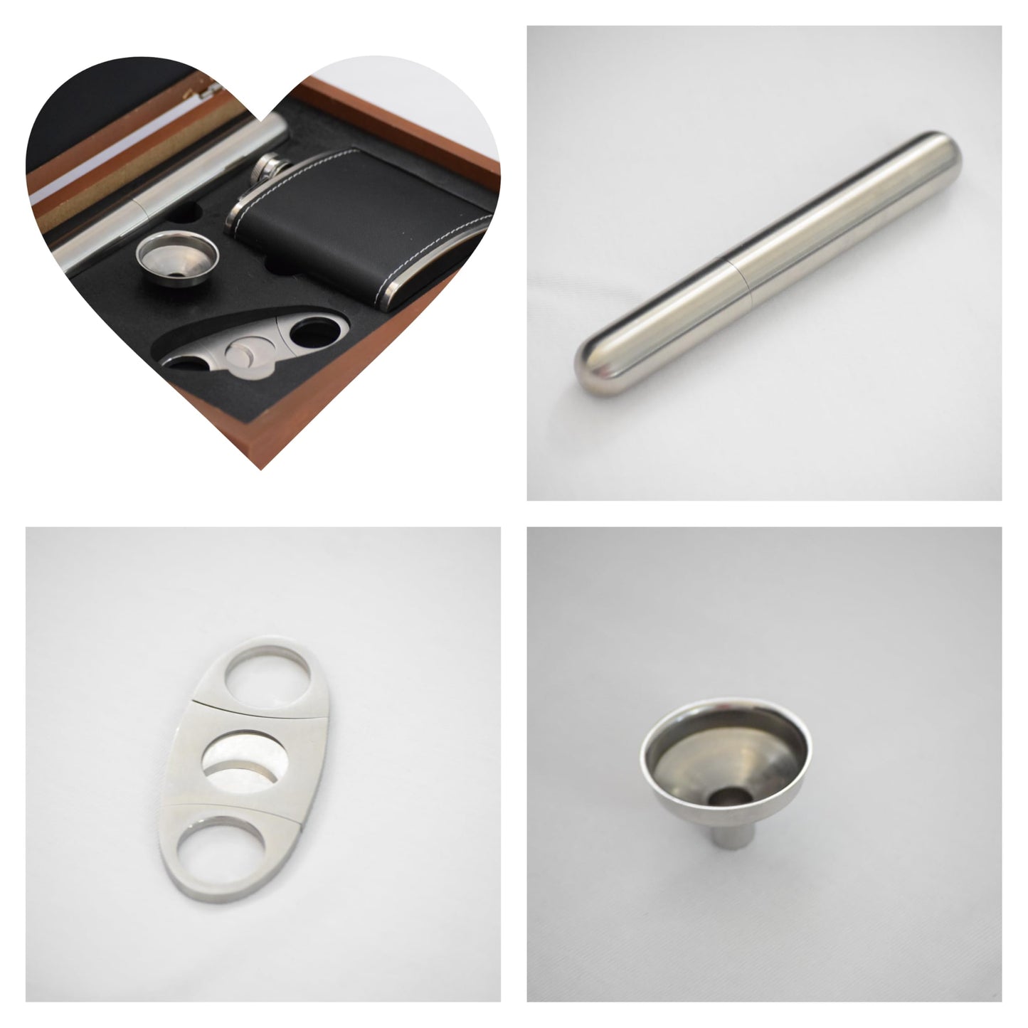 Flask Gift Set for Men – Stainless Steel Hip Flask with Funnel, Cutter & Case in Elegant Wooden Box – Perfect for Whiskey Lovers, Groomsmen, Gifts & Special Occasions