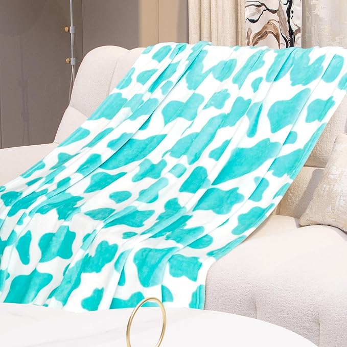 Blue Throw Blanket Soft Fleece Blankets Cyan Blue Lightweight Fuzzy Blanket Gifts Decor Stuff for Girls Women Teen Couch Bed