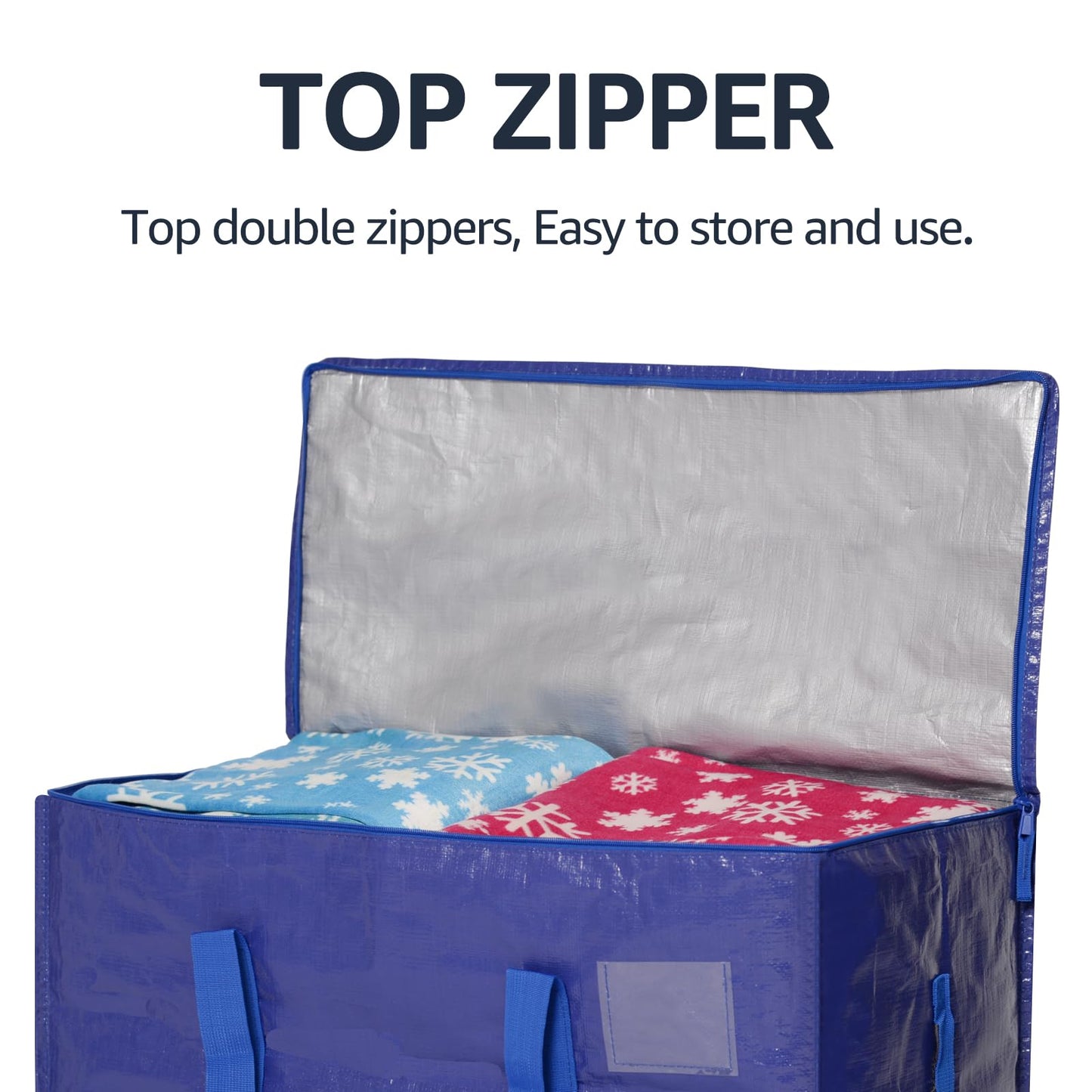 Moving Bags Heavy Duty Extra Large, Moving Boxes, Moving Supplies Essentials, Blue Storage Bins with Lids, Plastic Packing Totes, Storage Bags for Clothes with Handles & Zippers(Blue, 4 Pack)