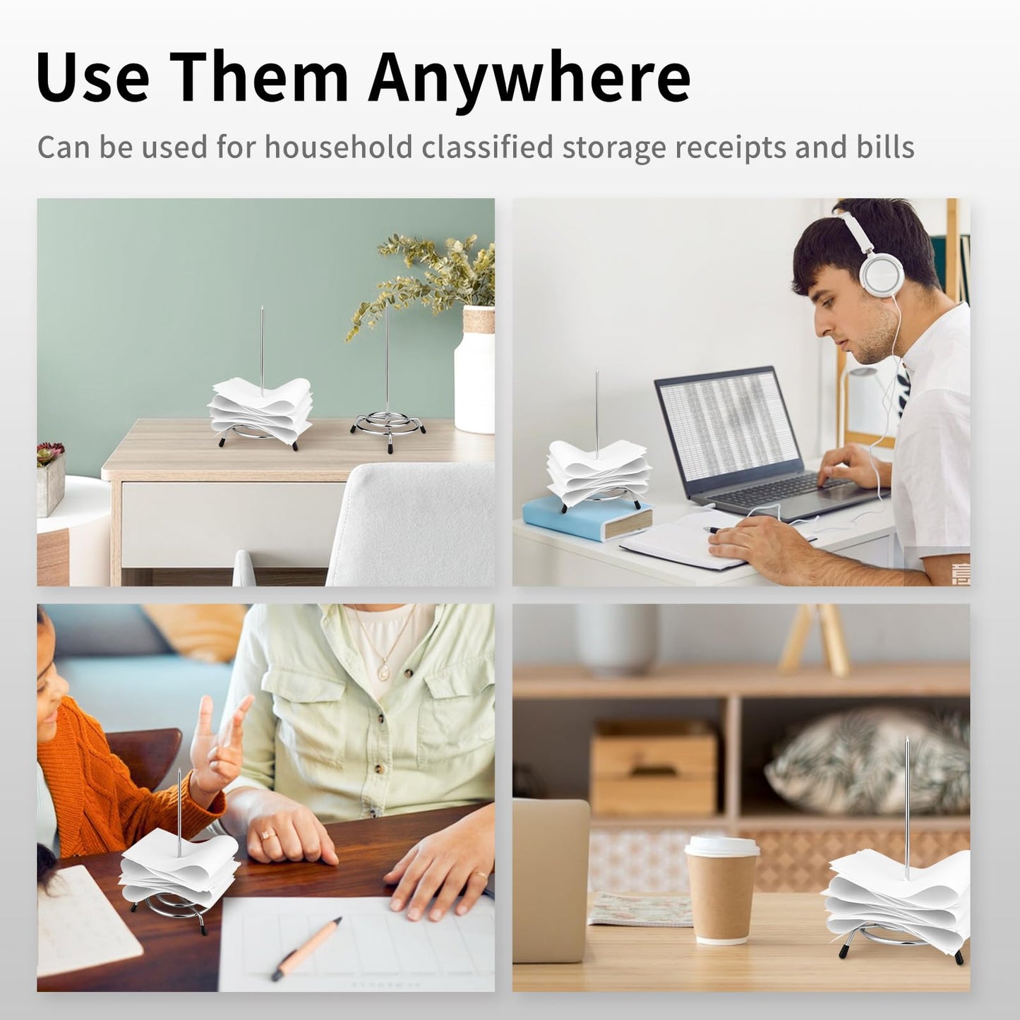 Ticket Stabber for Restaurant, 6PCS Ticket Receipt Holder Check Spindle Orders Spike for Businesses Kitchen Office Paper Notes