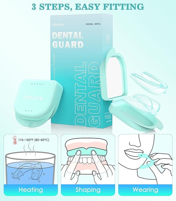 Mouth Guard for Grinding Teeth at Night, Night Guards for Teeth Grinding, 4 Pack/2 Size Moldable Dental Guard for Sleeping-with 2 x 5X Mirror Mouth Guard Case