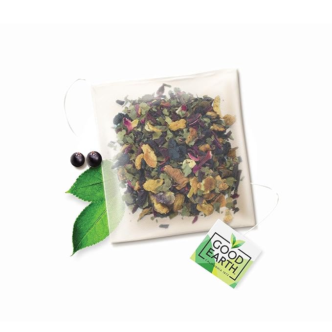 Good Earth Sensorial Blend Flavored Herbal Tea Hibiscus, Rose and Sweet Berries, No Artificial Color, No Preservatives, 15 Bag (Pack of 5)